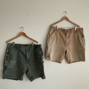 Vintage Carhartt BUNDLE Carpenter Shorts Khaki Green Paint Trashed Distressed